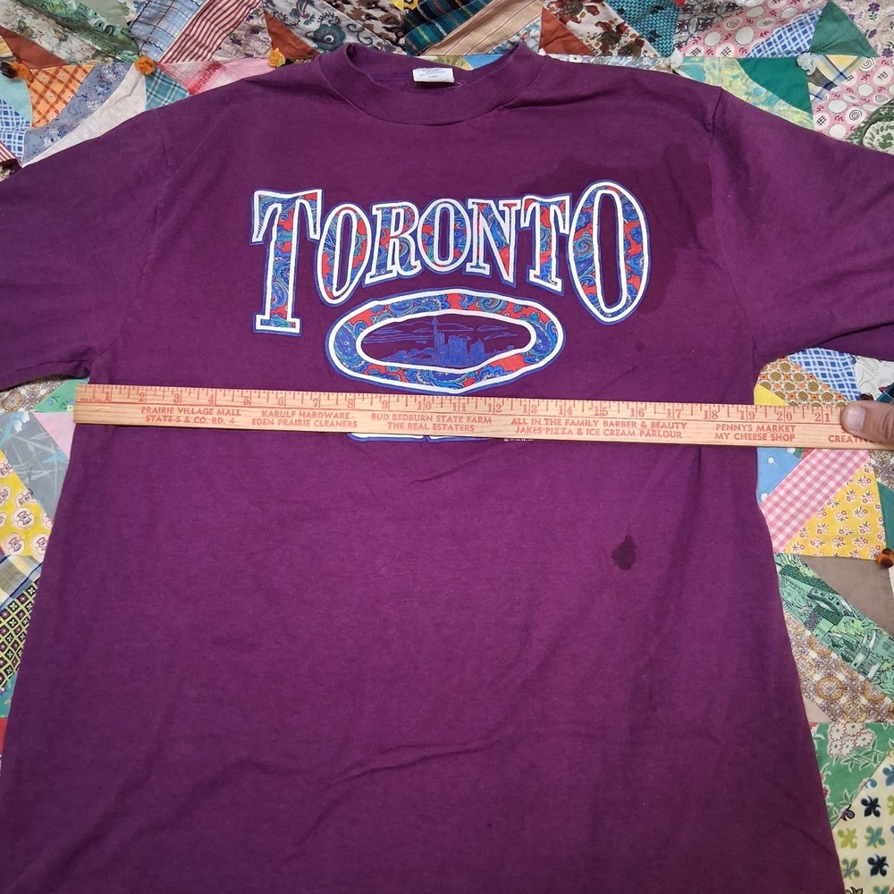 * Vintage 1993 Waves Toronto Canada Tee Shirt Size Medium Purple Single Stitch - Picture 12 of 14
